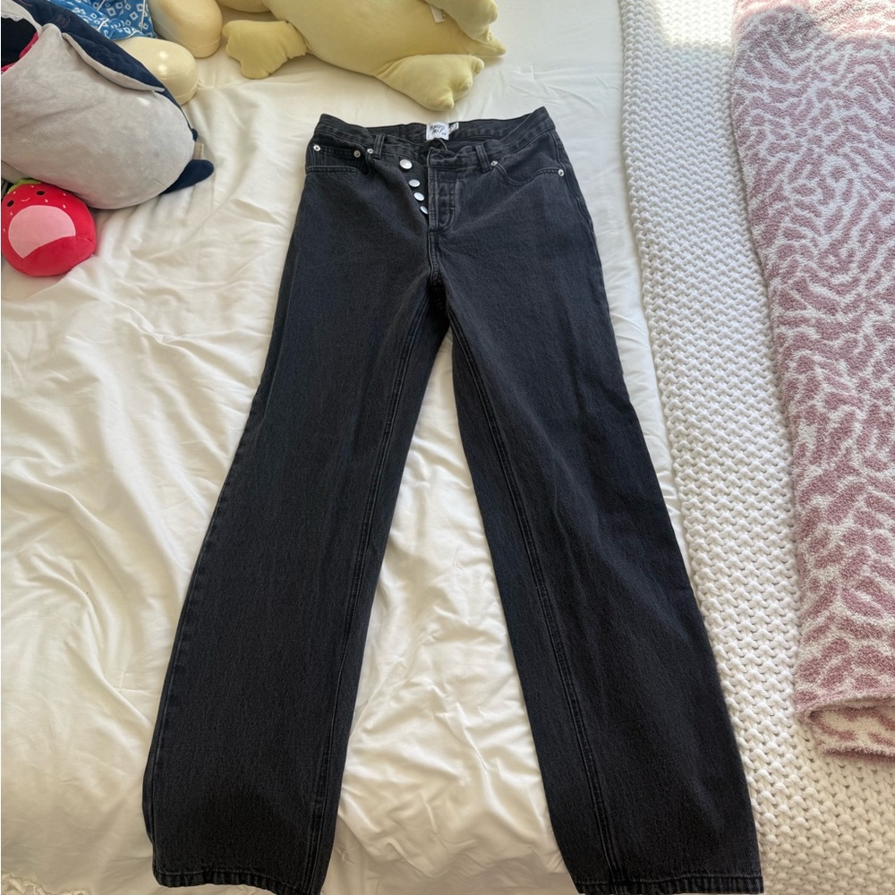 Princess Polly Charcoal Button-Up Jeans